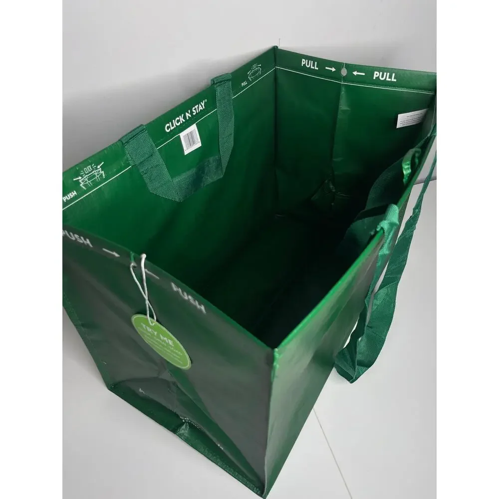 Whole Foods — Green Click N' Stay Collapsable Stand Up Tote Bag Box Double Strap